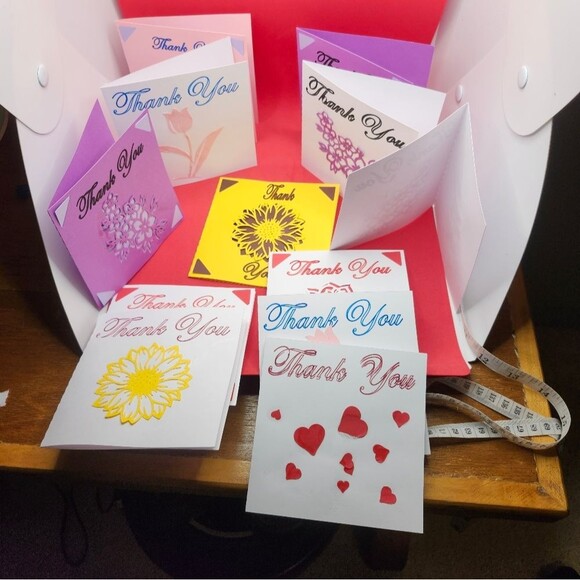 Hand Crafted Colorful Thank You Card Set of 12 - Picture 3 of 11